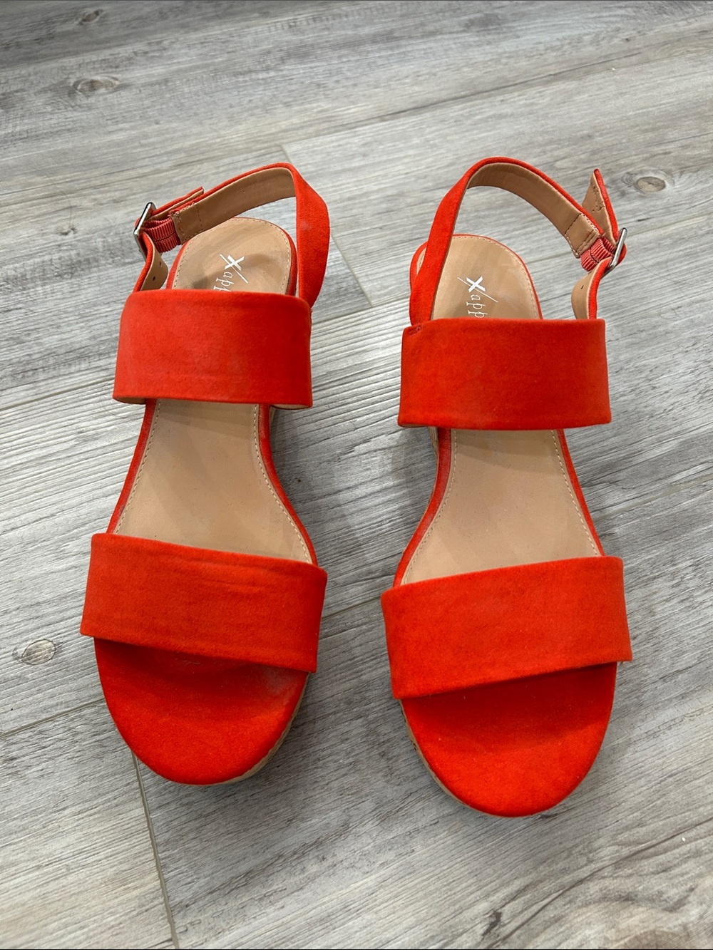 Xappeal Women’s Bright Red Suede Double-Strap Sandals